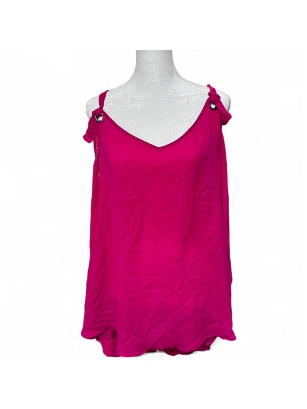 Torrid Hot Pink Flowy Blouse Tank Top with tie strap detail